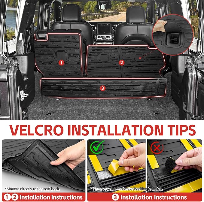 Seat Back Cover Compatible with 2021-2025 Jeep Wrangler JL 4 Door 4XE, All-Weather Protection Cargo Liner Rear Trunk Liner for 2024 Jeep Wrangler JL Accessories - Image 3
