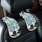Blusabaca 2PCS Car Seat Headrest Hooks, Purses Bags Holder, Butterfly | PU Leather, Double Metal Back Storage Hangers for Grocery Bags Handbags Bottles Coats Phones, Car Accessories Organization by Blusabaca