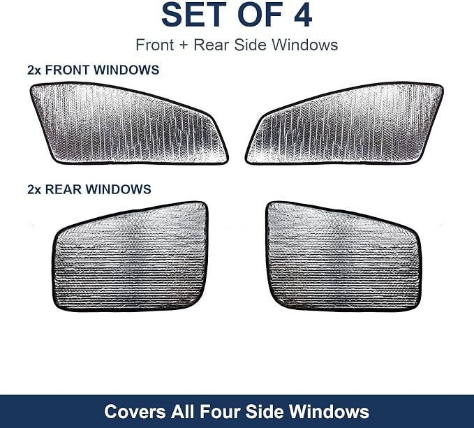 Custom Fit Car Side Window Sunshade for 2023 2024 2025 Cadillac Lyriq 2023 2024 - Set of 4 Front and Rear Window Sun Shades, Reflective UV Heat Shield, Real Aluminum Foil, Custom Cut - Image 4