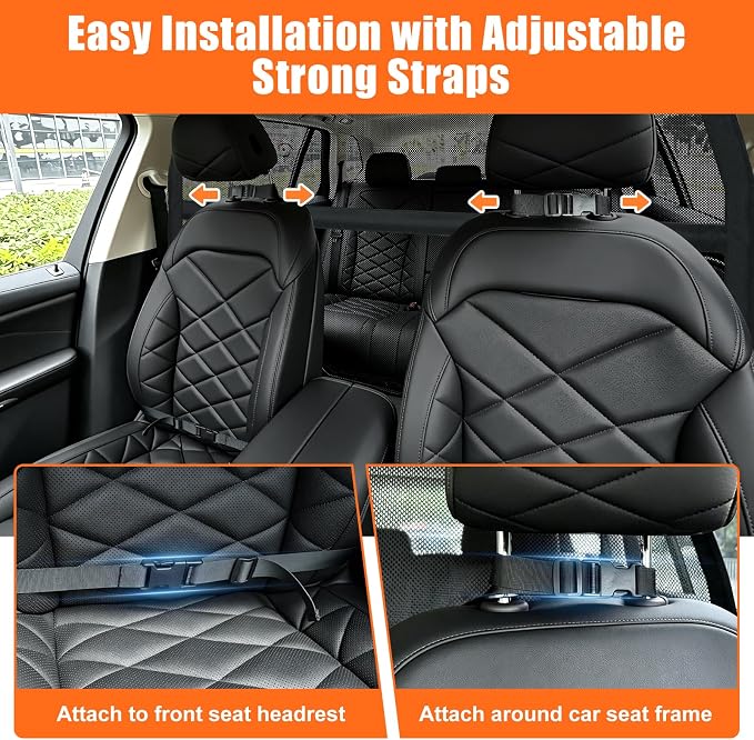 50''x42'' Dog Car Barrier for Back Seat & Cargo Area - Wider Coverage Pet Divider, Universal Fit for Cars, SUV & Trucks, Heavy-Duty Metal Frame with Transparent Chew-Proof Mesh (Small) - Image 7