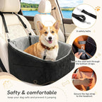 Dog Car Seat for Small Dogs Up to 30 Lbs, Pet Travel Safety Bed for Puppy Cat, Fits in Front/Back Seat, Anti Slip Base, Fully Detachable Washable with 2 Safety Tether(Light Gray-Black) - Image 4