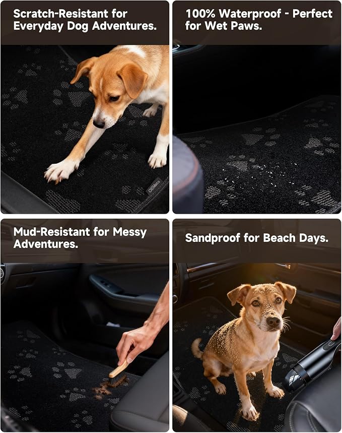 Cute Embroidered Dog Paw Car Floor Mats for Pet Lovers, Universal Fit All Weather Car Mats with Anti-Slip Nibbs Backing, Carpet Floor Mats for Cars, Trucks & Sedans, Full Set of 4 (Gray Paw) - Image 8
