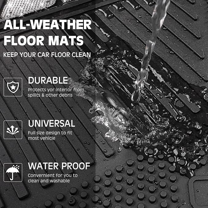 CAR PASS Heavy Duty Rubber Floor Mats 4-Piece Bling Car Mats Full Set - Universal Waterproof Floor Mats for SUV Truck, Durable All Weather Car Mats, Automotive Mats for Women Glitter Silver - Image 7
