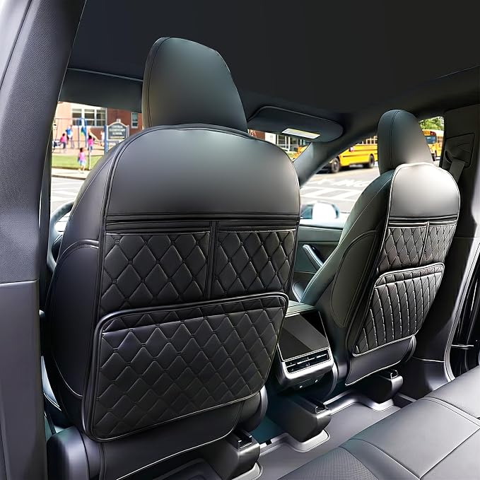 2 Pack Seat Back Protector Kick Mats, Premium Interior Look | Dust, Scuff & Wear Protection / Easy-Clean Surface / 3 Storage Pockets Help Keep Your Car Interior Neat by Unknown