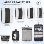 OlarHike 8 Set Compression Packing Cubes for Travel Essentials,Compressible Expandable Space Saver Bags for Organizing Clothes,Luggage Suitcase Garment Bags with Over 1000 pcs Mesh Holes(Black) - Image 2