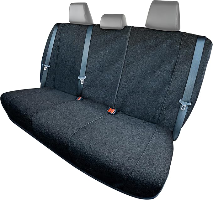Season Guard Back Seat Towel Seat Cover for Cars; Great for After Gym Workouts, Dogs, and Outdoor Activities; Universal Fit for Cars SUVs Vans Trucks Rear Seats, EZ fit, Non Slip Grip, Black by SeasonGuard
