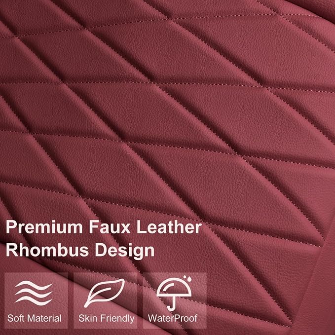 CAR PASS 2 Pack Leather Front Car Seat Covers, Bottom Seat Covers Full Wrapped with Storage Pocket, Anti-Slip Leather Seat Protectors,Waterproof Seat Cushion Pad Universal Fit Cars SUV Truck, Burgundy - Image 2