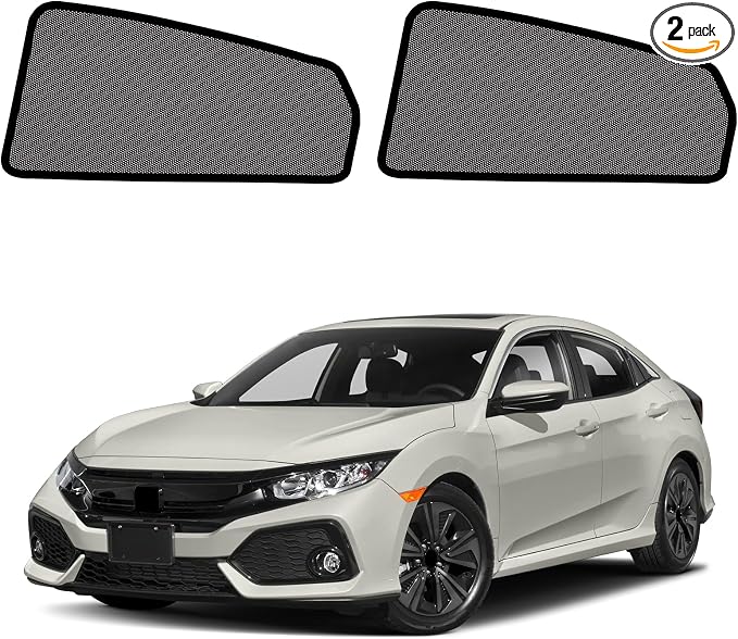 Civic Window Shades 2016-2021, Rear Side Mesh, 2PCS | Custom Fit Window Shades, Breathable Mesh Blocks UV Rays, Reduces Heat & Glare, Creates Comfort for Babies & Rear Passengers by KOCZIL