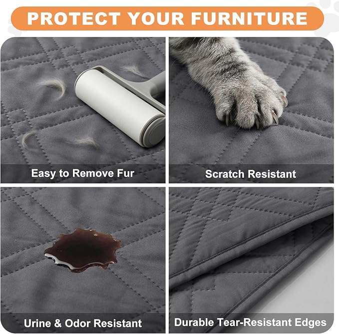 100% Waterproof Dog Bed Cover Pet Blanket, Gray+Gray (30"x30") | ,7-Layer Reversible Couch Covers for Dogs Met for Sofa Furniture Car Camping - Image 6
