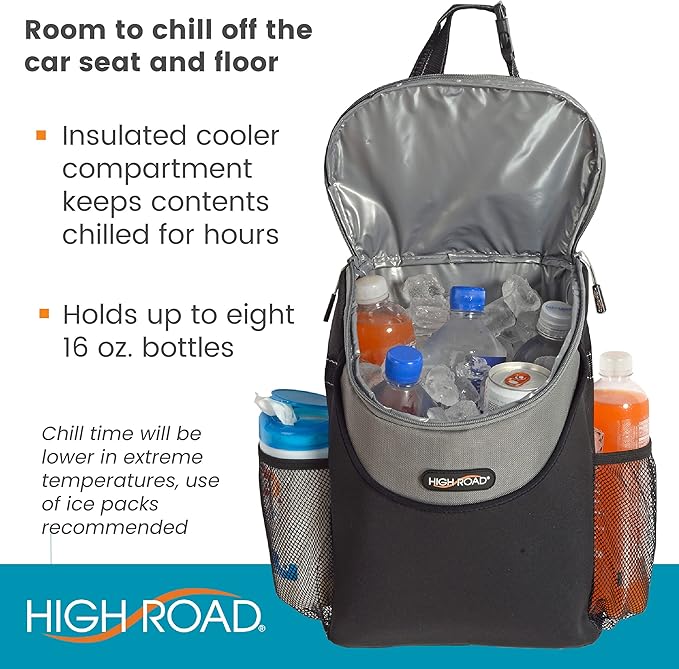 High Road Car Seat Cooler for Car - Soft Car Cooler with 2 Bottle Holders | Space Saving Portable Cooler Bag Hangs From Car, SUV, Van and Truck Headrests - Won't Take Seat or Trunk Space - Image 4