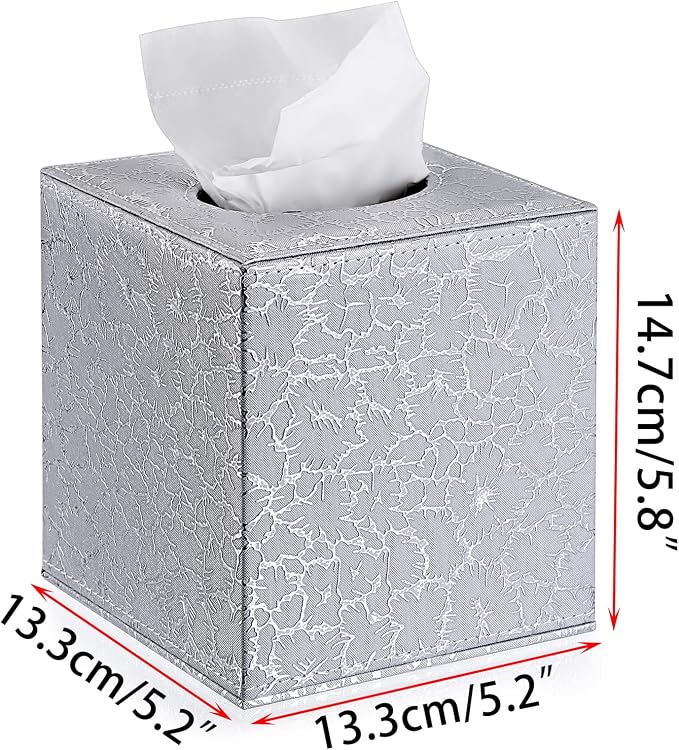 Sumnacon Square Tissue Box Cover with Magnetic Bottom,PU Tissue Box Holder | Stylish Cube Tissue Box Decorative Tissue Covers for Vanity Toilet Tank Dresser Night Stand Table Countertop Office Car - Image 3