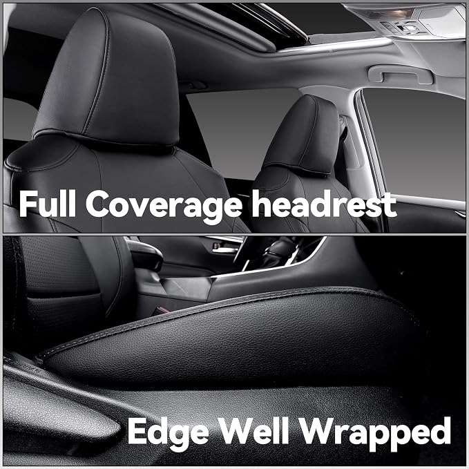 Faux Leather Seat Covers for 2022-2026 Toyota Corolla Cross Hybrid | Full Set Suv Seat Cushion for Corolla Cross L/XLE/LE,Luxury Waterproof Car Seat Protector,Factory Look,Black - Image 6