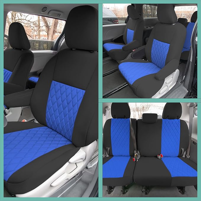 FH Group Custom Fit Car Seat Covers Specifically Made for 2011-2020 Toyota Sienna 7-8 Seater with Ultraflex Neoprene Water Resistant Automotive Seat Covers - Front Set Blue - Image 10