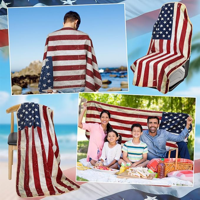 2PCS Car Seat Cover Towel Non Slip Front Seat Car Seat Towel Performance Microfiber Athletic Running Towel Washable Seat Cover for Gym Workout Sweat Outdoor Sport Beach Hiking Yoga (American Flag) - Image 7