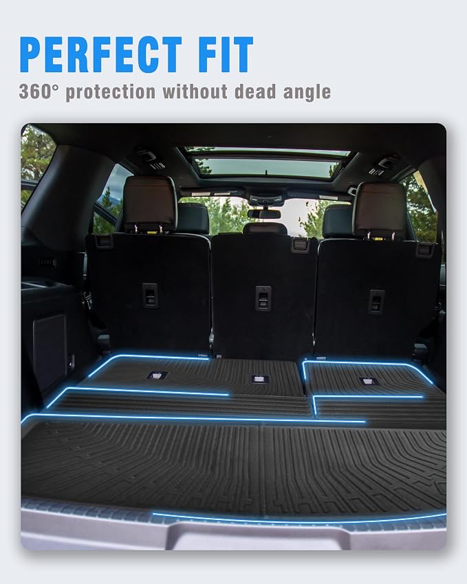 Cargo Liners Backrest Mat for Ford Expedition/Lincoln Navigator Accessories 2018-2024 with Hook&Loop Rear Trunk Mat Rear Seat Back Cover Protector All Weather Anti-Slip Split Dog Liner - Image 3