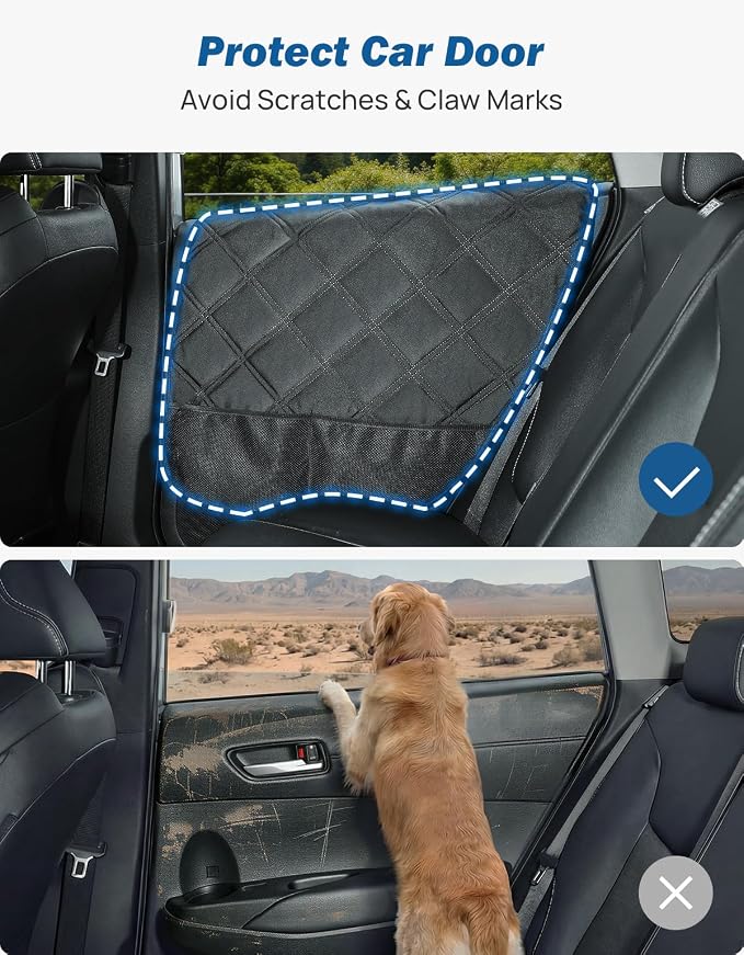 JOYTUTUS Dog Car Door Protector Compatible with Sedan/Family Car/Small SUV, Waterproof & Anti-Scratch Door Protector from Dog Scratching with Storage Pockets (2 Packs Universal Fit) - Image 5