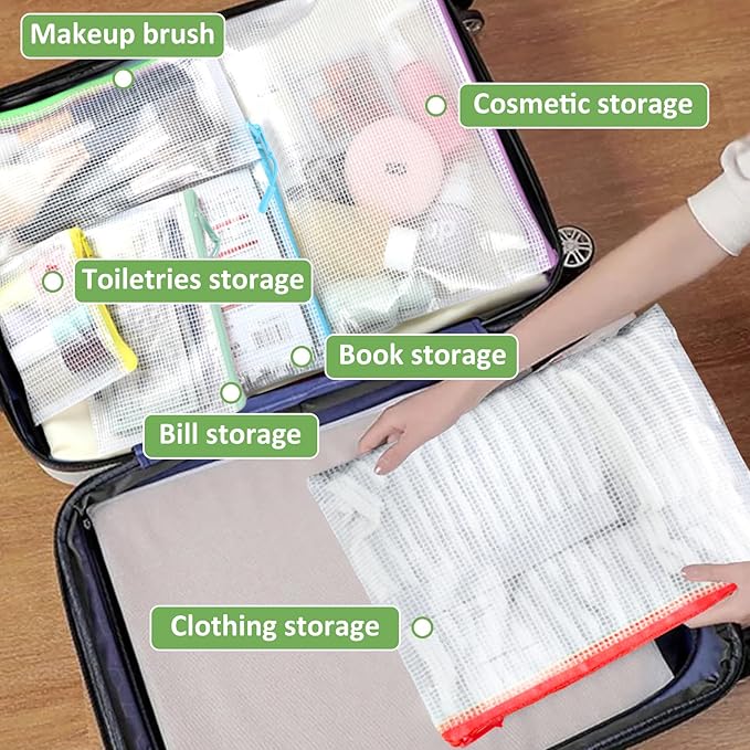 YOPCDJ 45pcs Mesh Zipper Pouch for Organization,Storage Pouches Colored PVC Travel Zipper Bags Clear Multipurpose Document Bags Suitable for Travel School Board Game and Office Supplies - Image 5