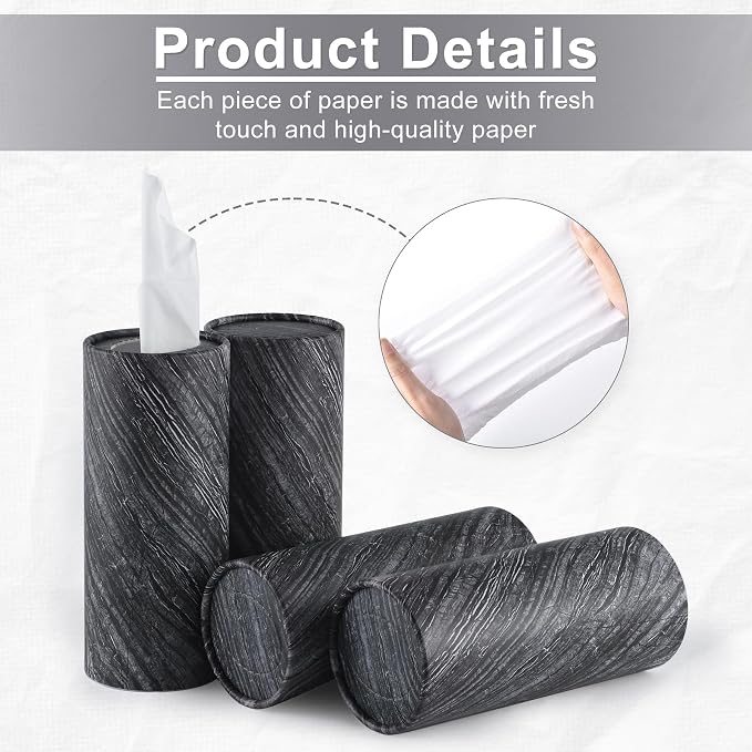 SINGARO Car Tissue Holder, 4 Pack Car Cup Holder Facial Tissues with Travel Tissue Bag, Quick and Convenient Flower Combination Car Tissue Box(4 Canisters/200 Tissues) Gray - Image 3