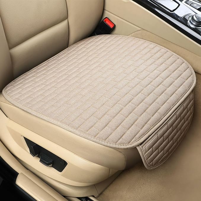 Beige Car Seat Covers Front Seats, 2 Pack Seat Covers for Cars Truck SUV | Front Seat Covers with Storage Pocket, Bottom Auto Seat Cushion Pad Mat for Most Vehicles by XINGSILUC