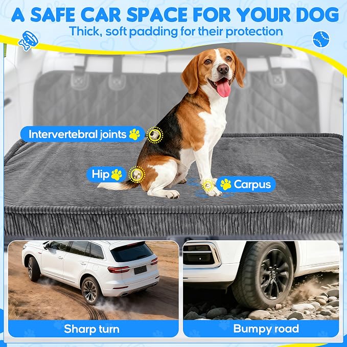 Loiion Dog Car Bed, Non-Slip Backseat Extender Pet Mat 50"x24.6"x4" | Removable, Washable Dog Bed With Waterproof Liner Protects Car Seats, Anti-Slip Travel Bed For Dogs - Image 3