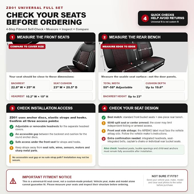 Black and Red Thick Nappa Leather Automotive Front Car Seat Covers Set of 2 | Univerasal Fit,3D Contoured,Waterproof,ThickTexture Nappa Leather,for most Suvs Trucks Sedans - Image 5