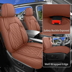 Car Seat Cover Custom Fit for Ford F150 2009-2026 Faux Leather Seat Cover Set Compatible with Regular Cab Super Cab Super Crew Pickup Truck Cushions(Brown, Front Seat) - Image 3