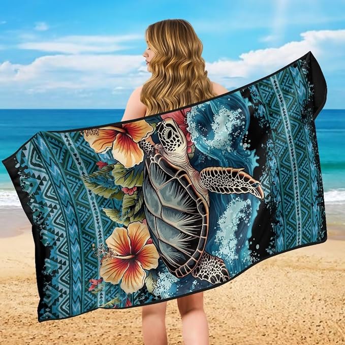 Aztec Sea Turtle Car Seat Towel with Storage Bag Hawaiian Sea Turtle Auto Interior Seat Protector for Front Seat Only Stain Resistant Bench Seat Cover Auto Seat Interior Decor Towel Universal - Image 5