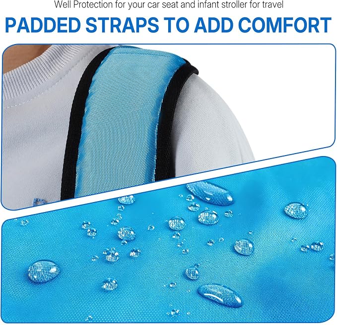 Universal Foldable Stroller & Car Seat Airplane Gate Check Travel Bag, Blue | Water Resistant Fabric, Adjustable Shoulder Straps for Easy Carry, Airplane Travel Essential. - Image 5