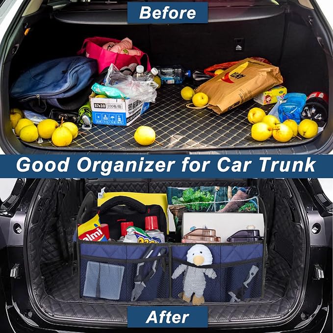 Deosk Car Trunk Organizer for SUV, Car Organizers and Storage with Reinforced Handles, Car Accessories for Women/Men 50L Waterproof Polyester Trunk Organizer(Medium, Dark Blue) - Image 7