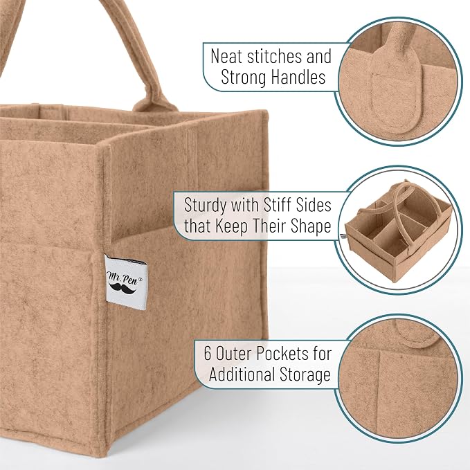 Mr. Pen- Baby Diaper Caddy Organizer, Earthy Clay | Nursery Storage Bin and Car Organizer for Diapers and Baby Wipes - Image 3