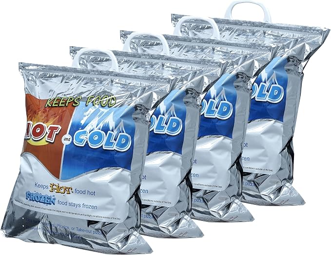 Superio Hot and Cold Insulated Bags for Food Delivery, Grocery Shopping Bags, Food Storage for Hot and Frozen Food for Travel, Disposable Cooler Bag, Reinforced Thermal Lunch Bag (4, 16"x19.25") by Superio