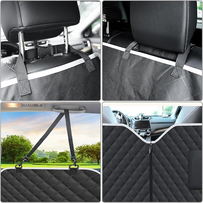 Meolsaek Back Seat Cover for Dogs,Zipper Hammock Car Seat Protector(Black) | 600D oxford fabric,Zippered side flaps,No-smell car seat cover for back seat as hammock, trunk liner or camping mat - Image 6