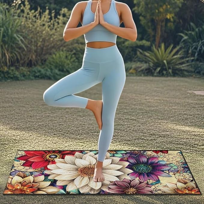 Boho Mandala Flower Car Seat Cover Towel After Gym with Storage Bag Sweat Auto Front Seat Cover Protector Mandala Lotus Car Interior Accessories for Women Men Beach Towel Yoga Towels - Image 4