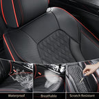 Seat Covers, Car Seat Covers Full Set, Luxury Nappa Leather Seat Covers, Breathable and Waterproof Car Seat Protector 5 Seat, Automotive Seat Covers Universal Fit for Most Cars-BlackRedline - Image 8