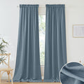RYB HOME Linen Sheer Curtains 102 inches Long for Living Room | Vertical Boho Rustic, Home Decor, Privacy Semi Sheer, for Kids Room, Rod Pocket, Stone Blue, W52 x L102, 2 Panels Set by RYBHOME