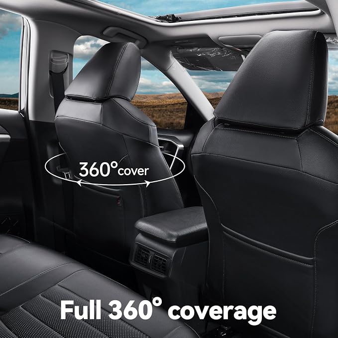 Faux Leather Seat Covers for 2022-2026 Toyota Corolla Cross,Non-Hybrid | Full Set Suv Seat Cushion for Corolla Cross L/XLE/LE,Luxury Waterproof Car Seat Protector,Factory Look,Black - Image 3