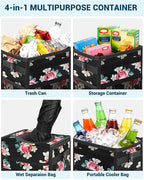 Capolo Car Trash Can with Lid, Leakproof Car Garbage Can Car Trash Bag | Waterproof, Trash Can for Car, 3 Mesh Pockets, Mini Hanging Vehicle Car Trash Bin, for Back/Front Seat (Flower,2.5 Gal) - Image 5
