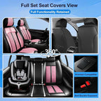 Fit Mazda 3 Seat Covers Custom Fit for Mazda 3 2010-2019, Front Pair | Premium Leather Full Coverage Protectors, Waterproof, Breathable, Scratch Resistant, Easy Wipe, Airbag Compatible, Black+Pink - Image 2