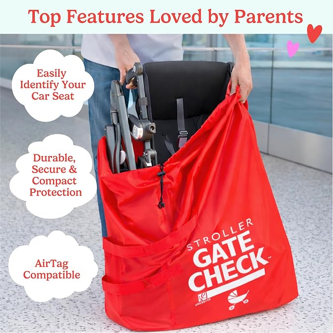J.L. Childress Gate Check Travel Bag for Single & Double Strollers, Red - Image 2
