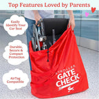 J.L. Childress Gate Check Travel Bag for Single & Double Strollers, Red - Image 2