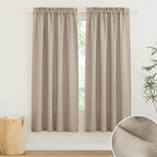 RYB HOME Privacy Semi Sheer Linen Curtains 72 inches Long for Farmhouse | Rod Pocket, Linen Blend, Elegant Light Filtering, Privacy Protected Panels, Khaki, 2 Panels by RYBHOME