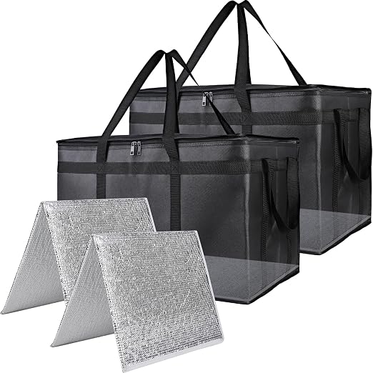 Bodaon Insulated Food Delivery Bag with Hard Bottom, XXXL, Black, 2 Pack | Heavy Duty Thermal Catering Tote for Hot Pizza, Cold Drinks & Meal Boxes for Delivery Staff, Restaurants, and Outdoor Events by Bodaon