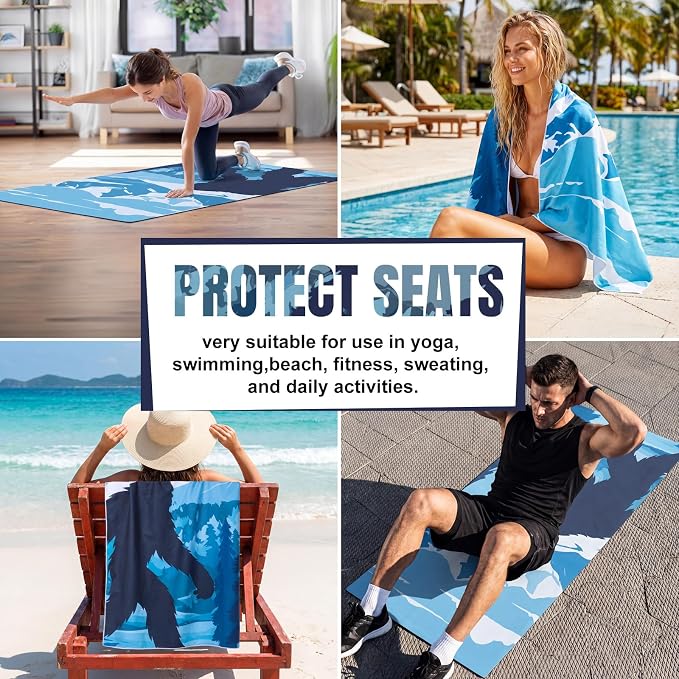 Car Seat Towel Cover, Universal 63x32in Seat Cover with Buckle Strap, Non-Slip Washable Seats Towel Covers, Portable Car Seats Protector for Gym Yoga Swimming Beach Workout Sports - Image 6