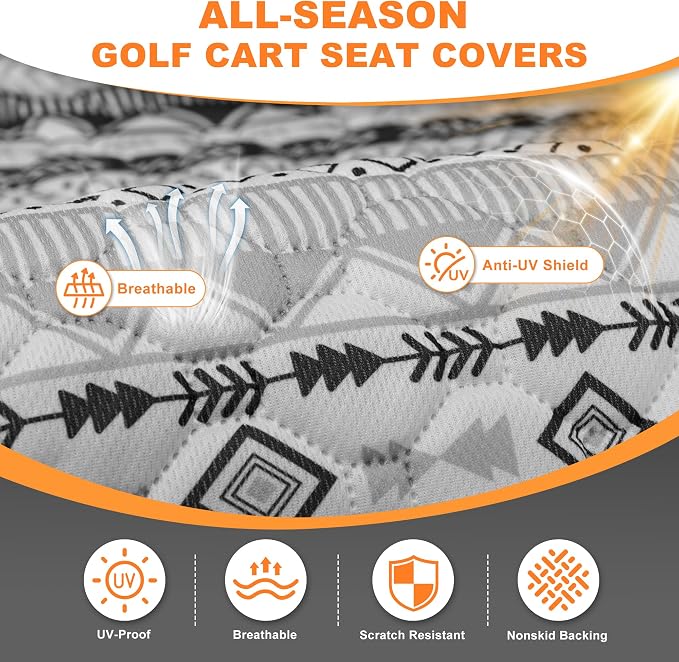 PGmoon Golf Cart Seat Covers with 4 Front Pockets & Nonskid Bottom | Universal Golf Cart Seat Towel Blanket Fits for EZGO, Yamaha, Club Car and More 2 Person Seats Golf Carts - Image 2