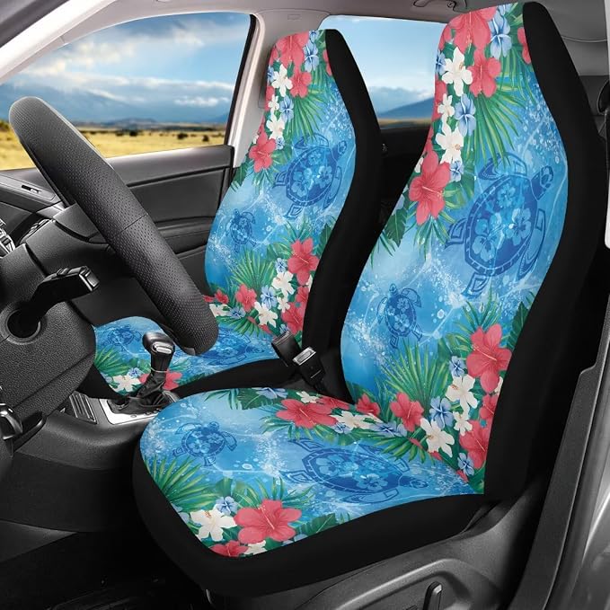 Sea Turtle Car Front Seat Covers Set of 2 Breathable Seat Cover for Front Seats Anti-Slip Hawaiian Removable Automotive Accessories Universal Fits Most Cars,SUVs,Sedans - Image 4
