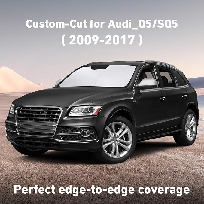 EcoNour Windshield Sunshade Compatible for Audi Q5/SQ5 2009-2015 2016 2017 | Sun Visor for Front Windshield & Window Sun Shade Cover, UV Heat Blocker & Protector, Car Accessories - Image 2