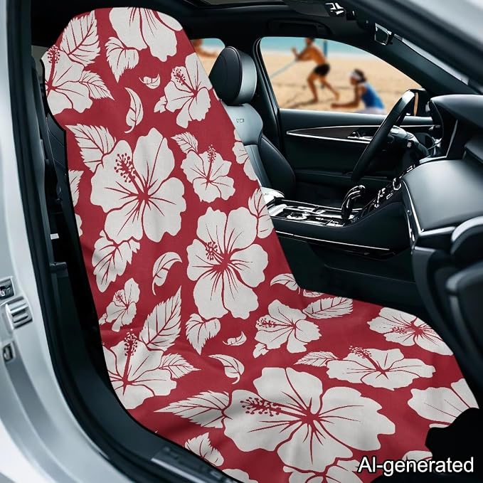 Horeset Hibiscus Flower Car Seat Towel Covers Anti-Slip Car Seat Cover Protection Washable Vehicle Seat Protectors Easy Installation Machine Washable for Trucks SUV - Image 2