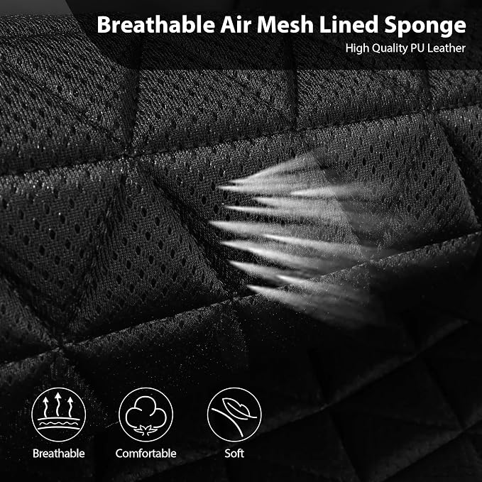 CAR PASS 3D Air Mesh Seat Covers for Cars, Bling Diamond Leather Foam Car Seat Covers for 2 Front Interior Sets, Automotive seat Covers Universal Fit Truck SUV Cute Women Girl, Black Silver Rhinestone - Image 5