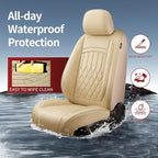 Fit for RAV4 Seat Covers Compatible with Toyota RAV 4 2007-2025 2026 - Waterproof Breathable Leather Automotive Seat Cushions Protector,Airbag Compatible,Full Set 5 Seats(Beige) - Image 5