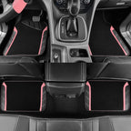CAR PASS Microfiber Steering Wheel Cover and Waterproof Car Floor Mats,Leather Universal Car Combo Fit for 95% Truck,SUV,Cars,14.5-15inch Sporty Anti-Slip Safety Comfortable Design(Black and Pink) - Image 5